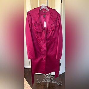 White House Black Market Fuchsia Trench Coat